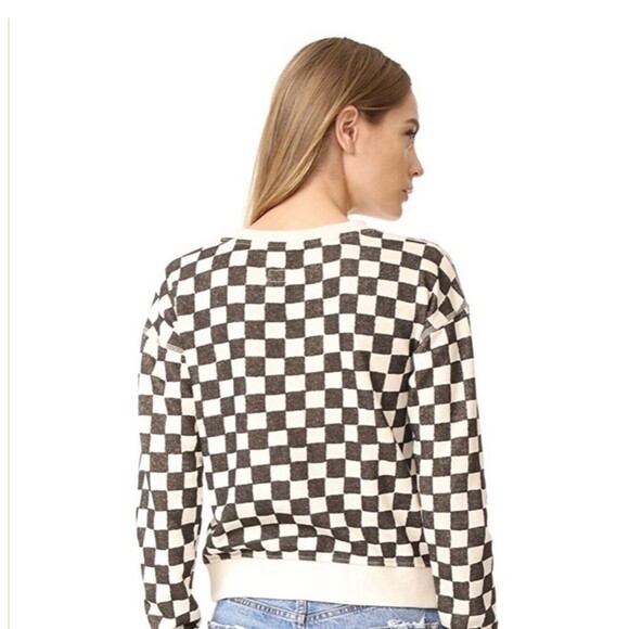 Mother Women's Black & White Checkered Pullover Sweatshirt Size L - Picture 2 of 10